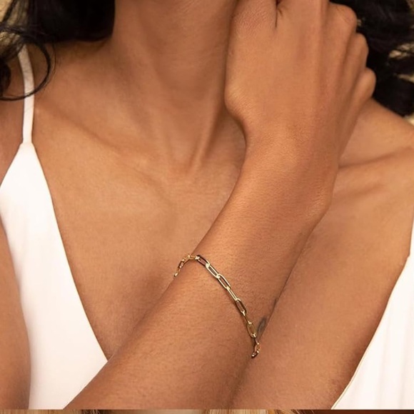 5 Pcs Stackable Paperclip Link Herringbone Figaro Rope Cuban Chain Bracelets Set - Picture 11 of 14